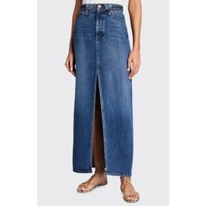 ALICE + OLIVIA JEANS Rye Skirt Braided Denim Maxi Women's Size 24 Blue